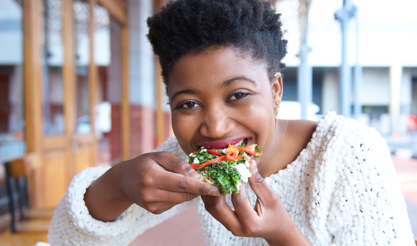 woman eating healthy food